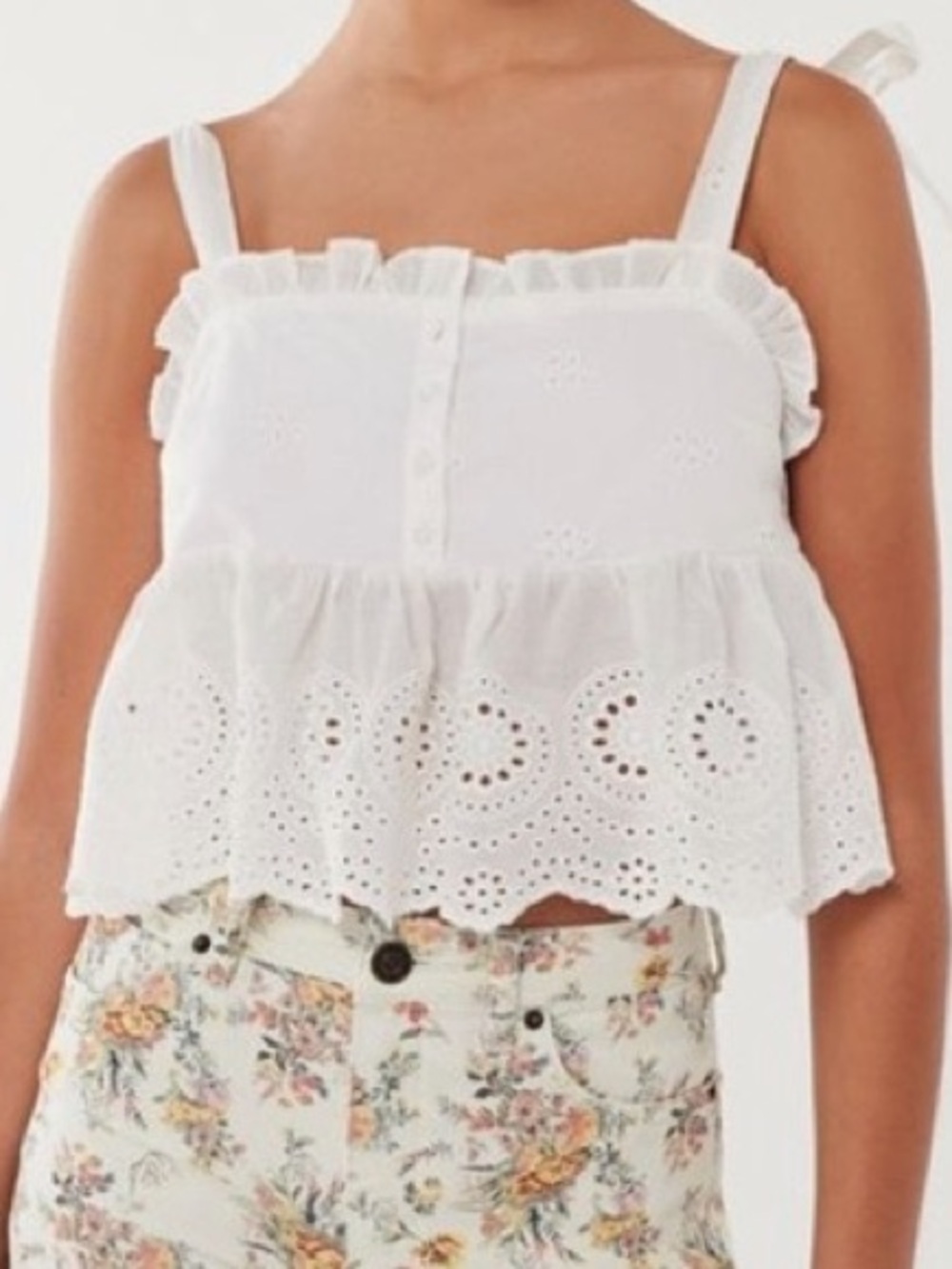 Urban Outfitters Adele Eyelet Babydoll Crop Top